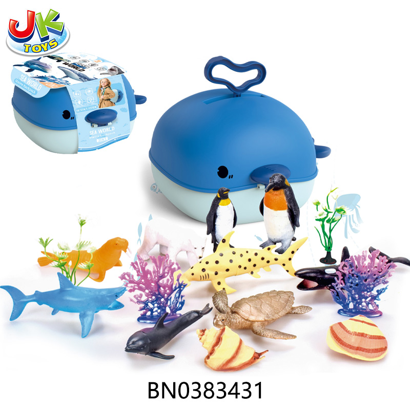 2 IN 1 BACKPACK+SUITCASE+OCEAN SET,18 PCS toys