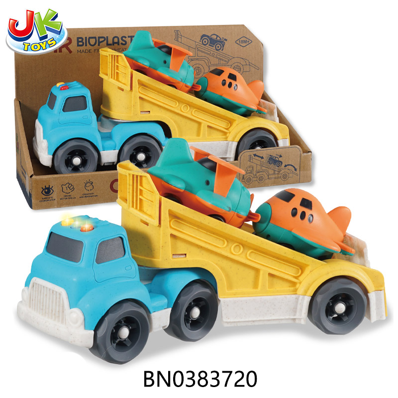 WHEAT STRAW MATERIAL  SLIDING CARTOON RAIL DLIDE TRANSPORTER W/LIGHT,MUSIC toys