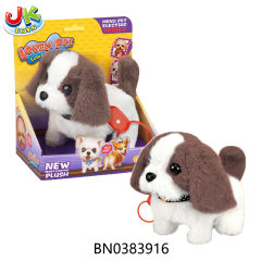 B/O PLUSH DOG W/SOUNDS，3 COLORS MIXED