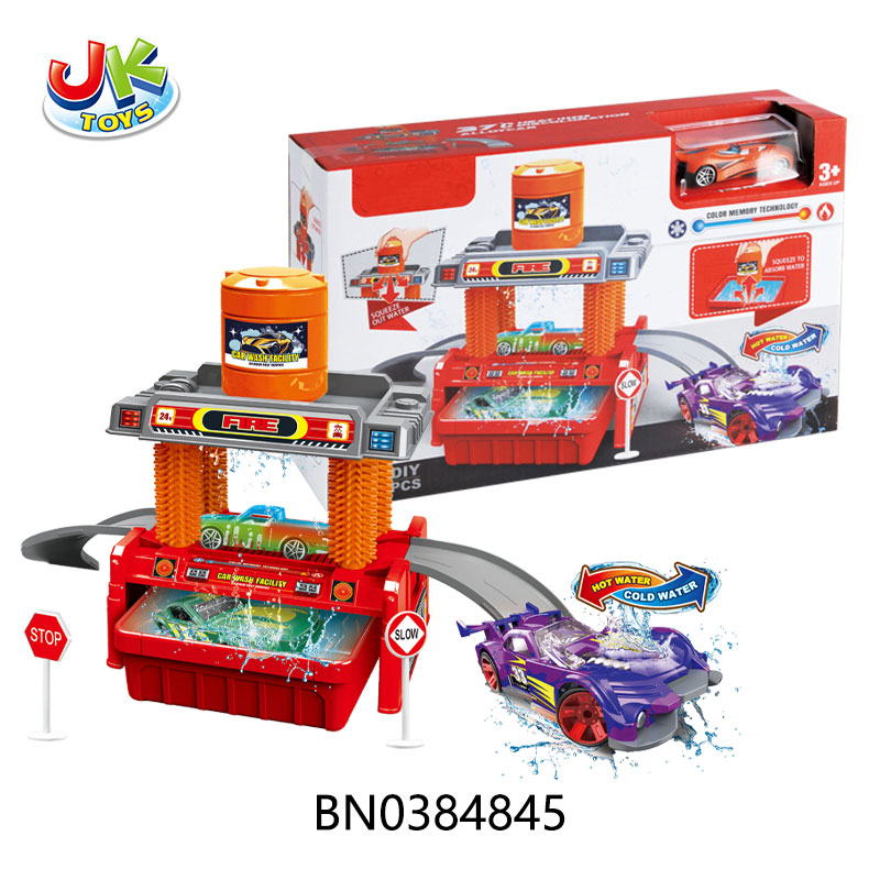 FIRE CAR WASH STATION(W/1 COLOR CHANGING ALLOY CAR AND 8 ROAD SIGNS) toys