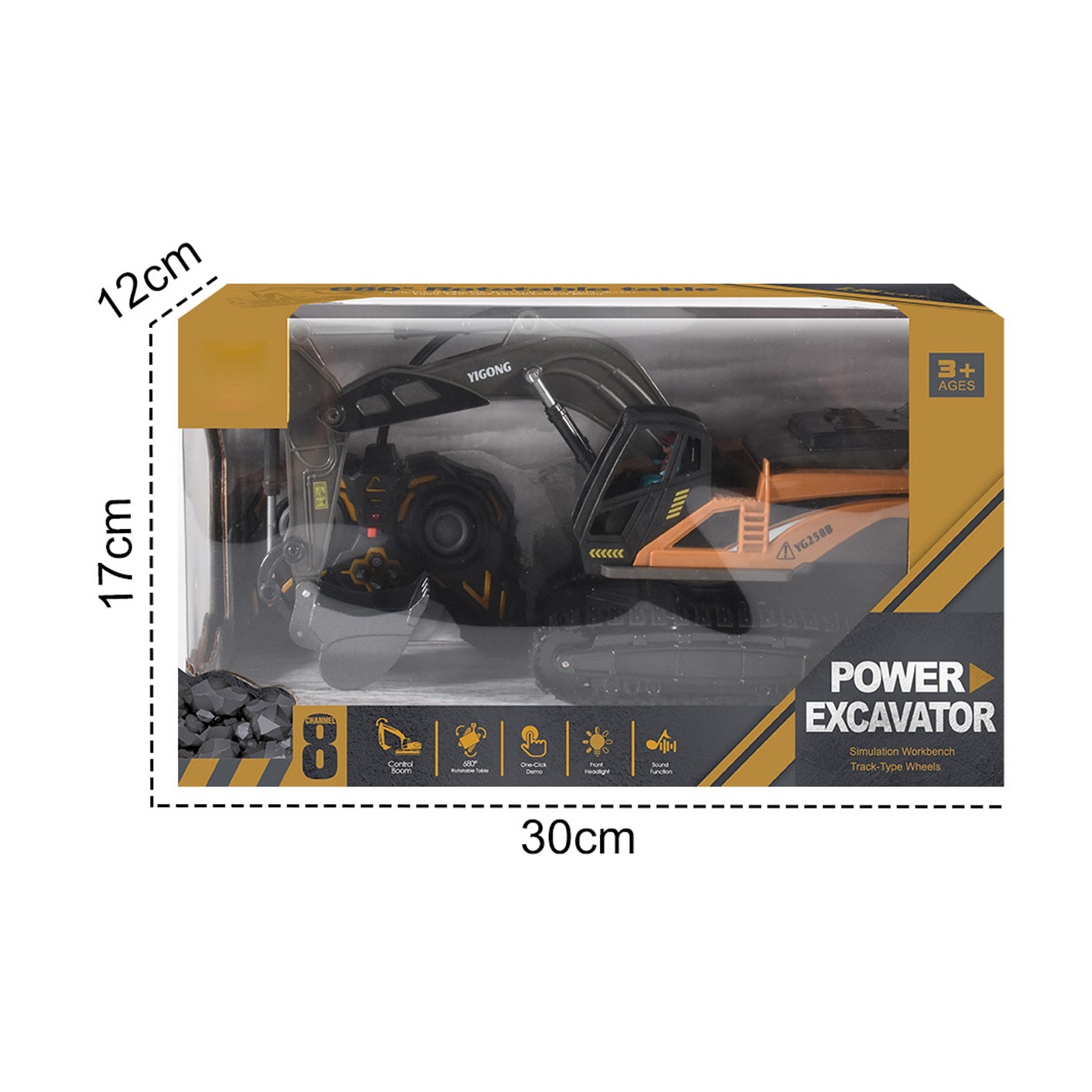 8CH 27MHZ R/C ALLOY TRUCK  W/SOUND，YELLOW toys