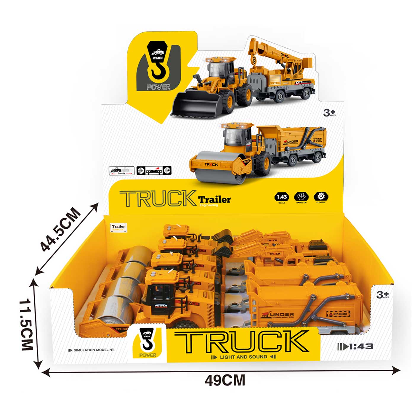 FRICTION TRUCK W/LIGHT&MUSIC（2 MODELS，4 PCS/DISPLAY BOX） toys