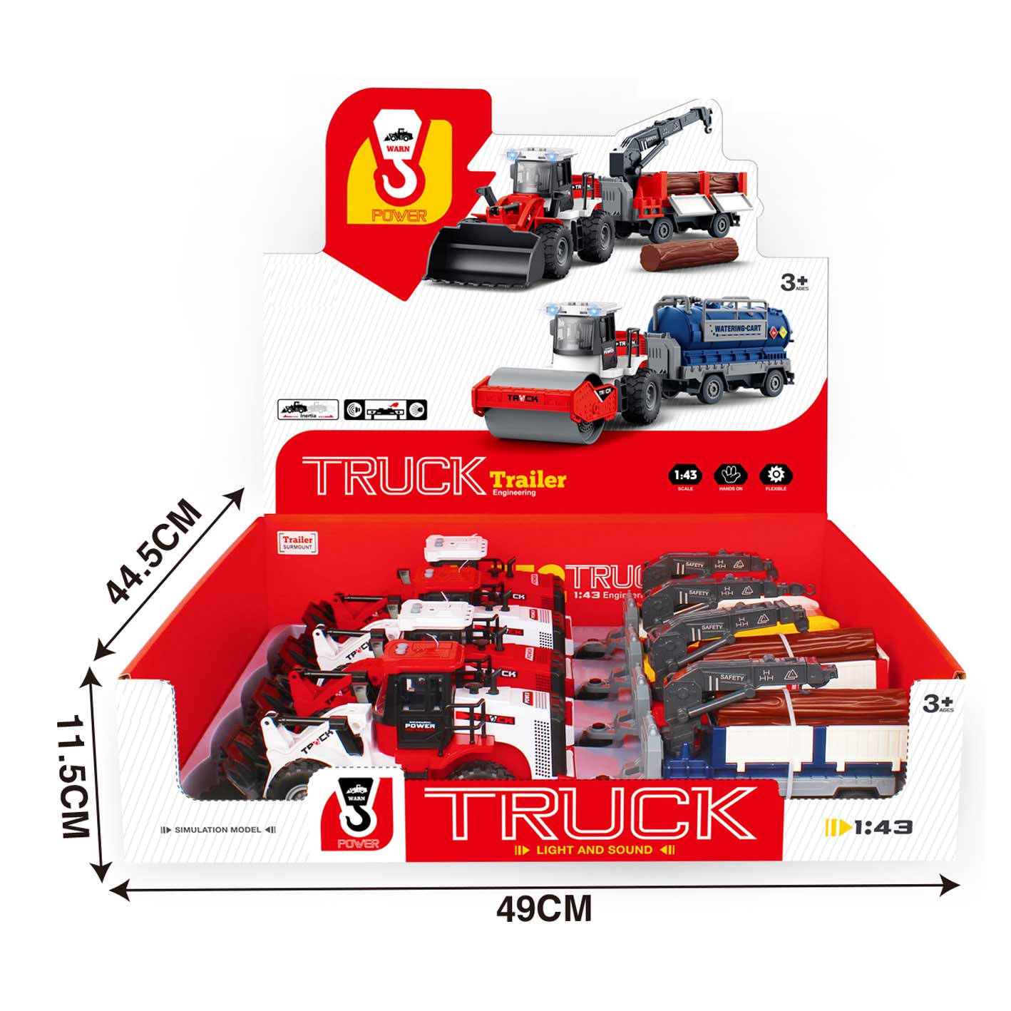 FRICTION TRUCK W/LIGHT&MUSIC（2 MODELS 4 COLORS，4 PCS/DISPLAY BOX） toys