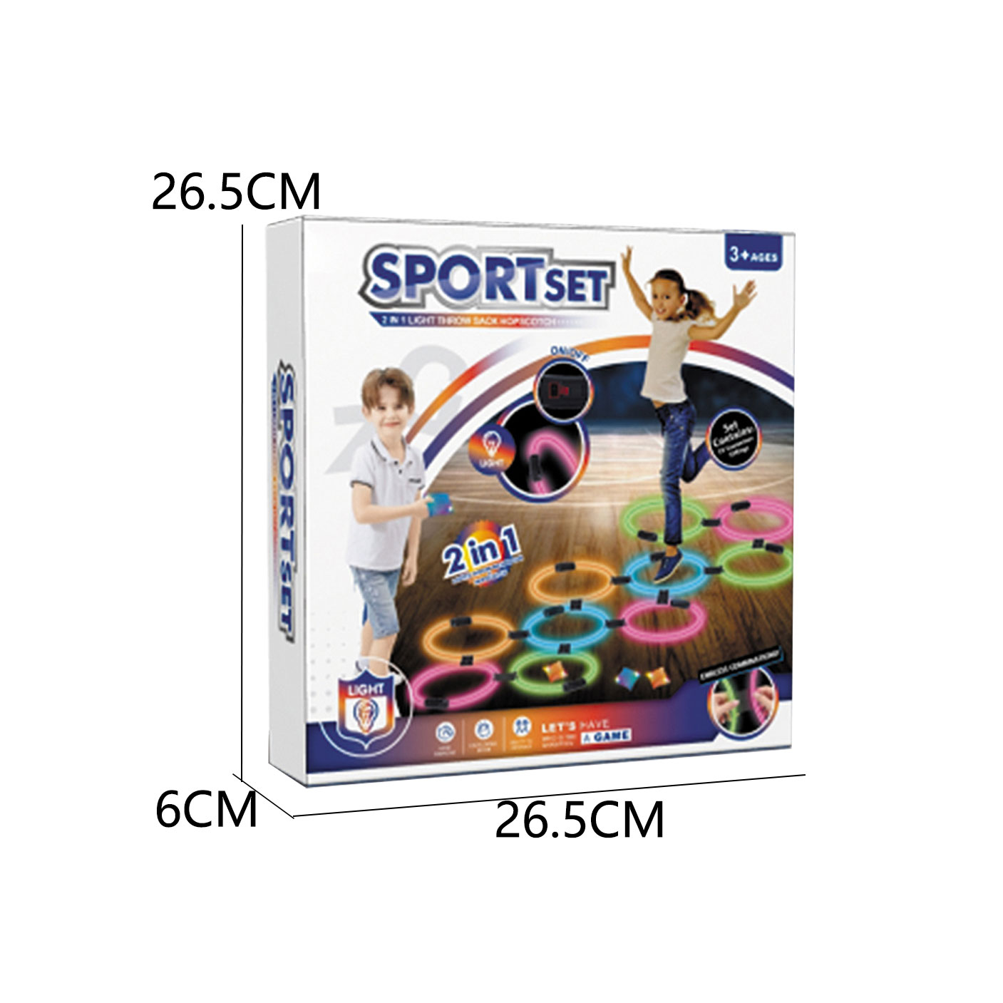 2 IN 1 HOPSCOTCH+BEANBAG W/LIGHT toys