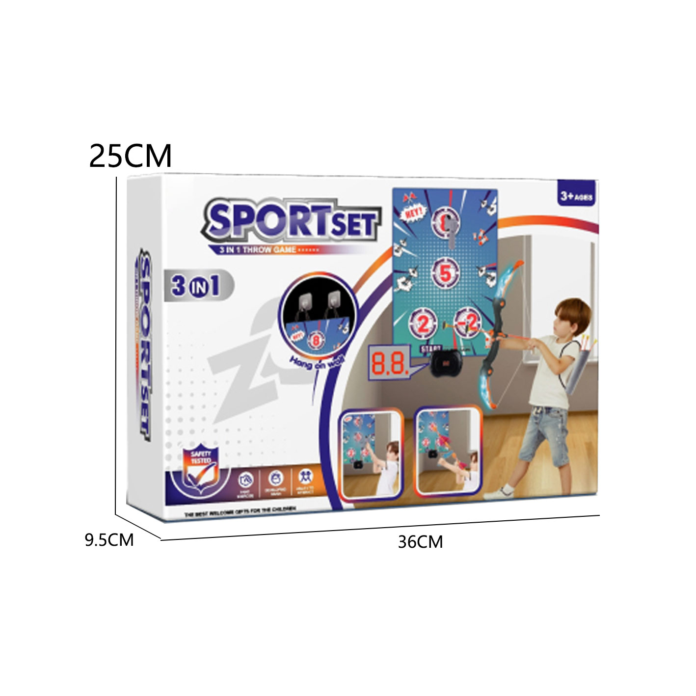 3 IN 1 BOW AND ARROW SET  W/LIGHT toys