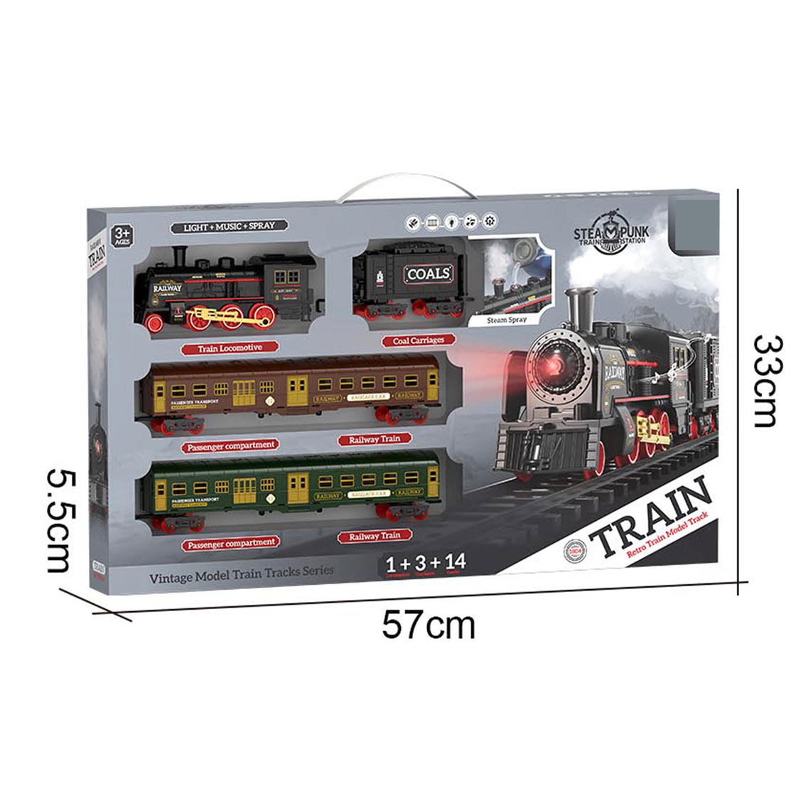 B/O RAIL TRAIN W/LIGHT,MUSIC，SPRAY toys