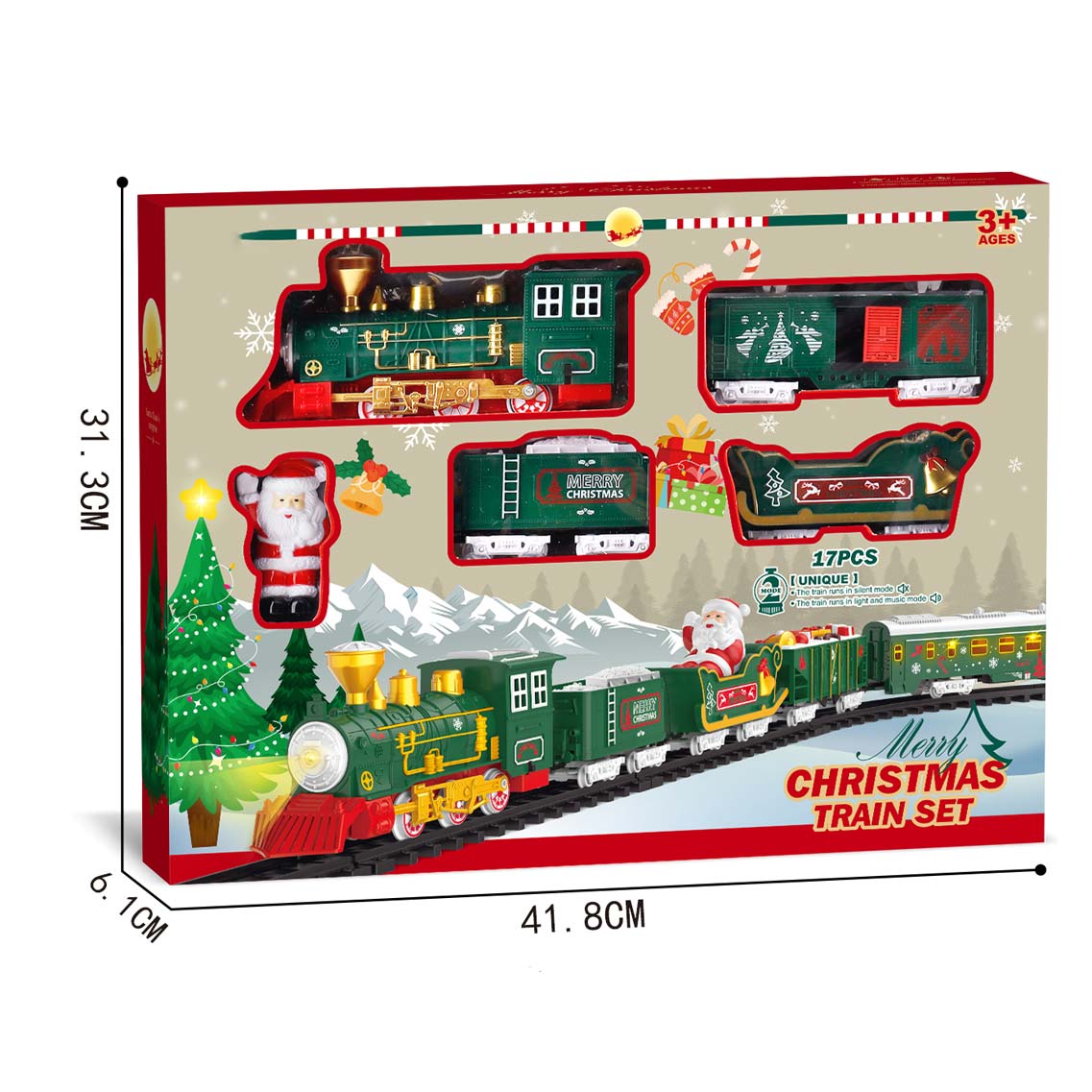 B/O CHRISTMAS RAIL TRAIN W/LIGHT,CHRISTMAS MUSIC,LIGHTS toys