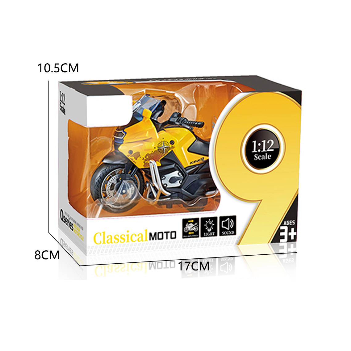 1:12 PULL BACK ALLOY MOTORCYCLE W/LIGHT,MUSIC,3 COLORS toys