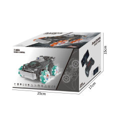 2.4G 12CH R/C STUNT CAR W/DUAL REMOTO CONTROL,W/MUSIC,SPRAY（GREEN/ORANGE） toys