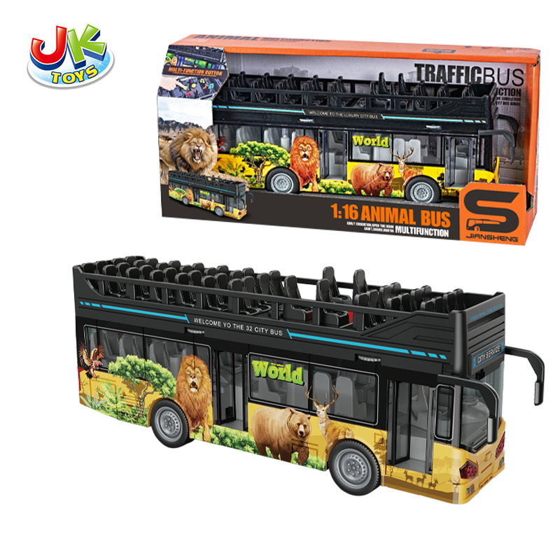 1:16 FRICTION DOUBLE-DECK BUS W/LIGHT,MUSIC,OPEN DOORS toys