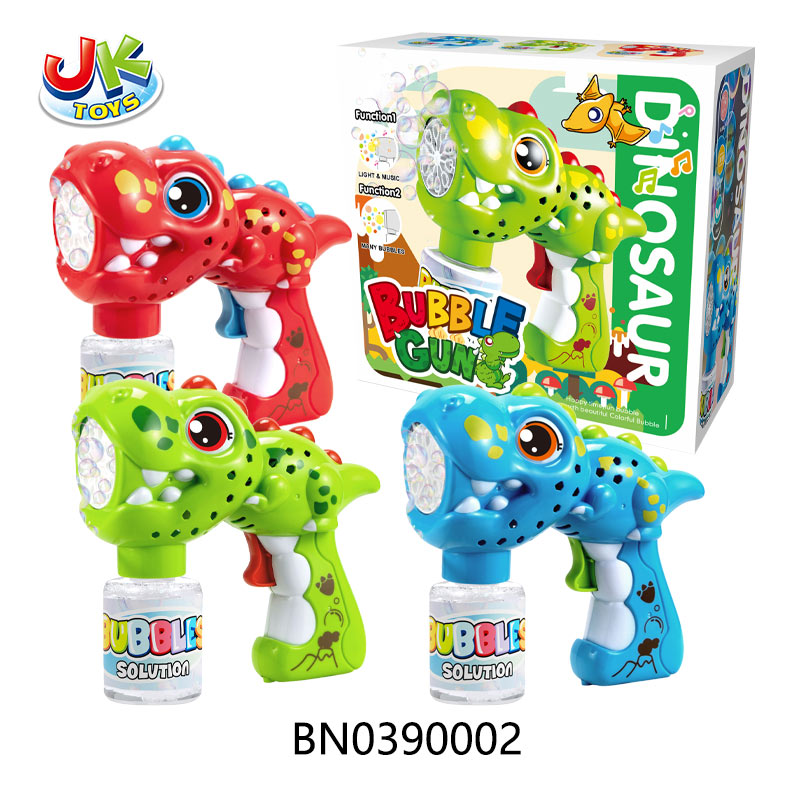 B/O DINOSAUR BUBBLE GUN W/LIGHTS,MUSIC,95ML(3 COLOR MIX) toys