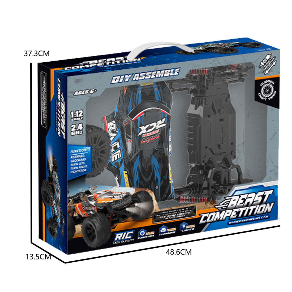 2.4G 1:12 R/C ASSEMBLY CAR W/LIGHTS 2 COLOR toys