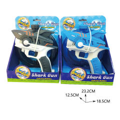 B/O  SHARK BUBBLE GUN W/LIGHTS,120 ML BUBBLE WATER(BLUE/GRAY)  toys