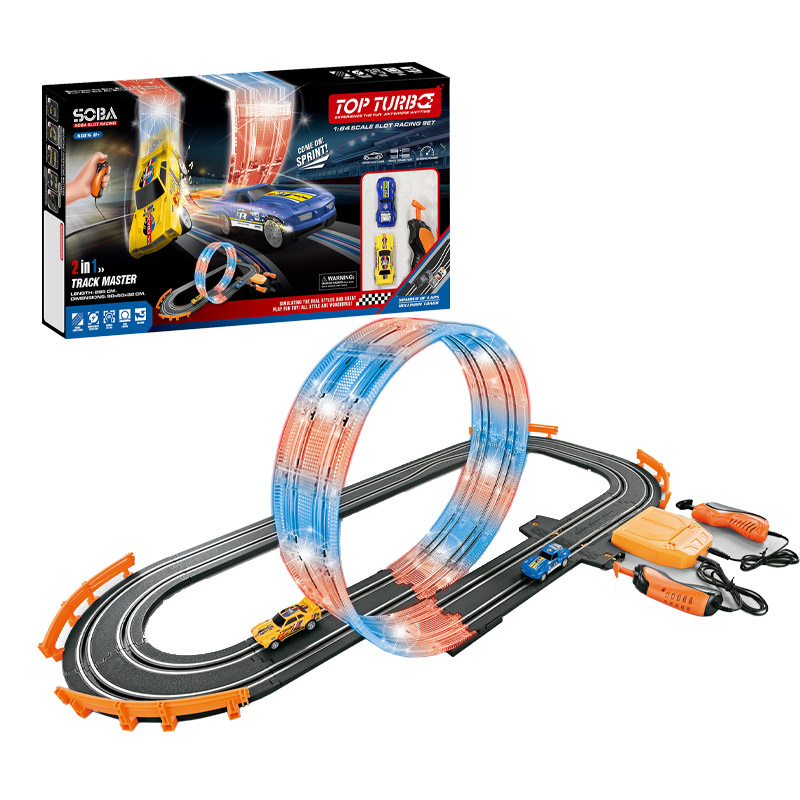 1:43 B/O RACING TRACK CAR  W/LIGHT RAIL toys