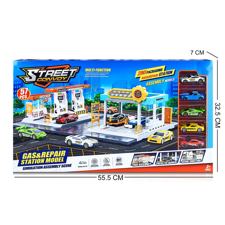 PARKING LOT SET W/5PCS SLIDE ALLOY CAR toys