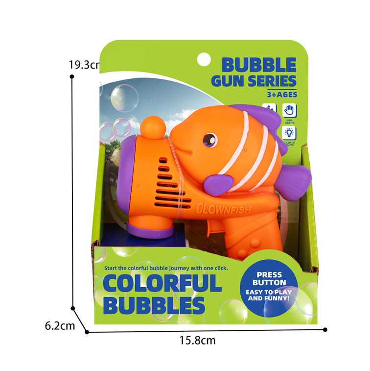 B/O 8-HOLE CLOWNFISH BUBBLE GUN W/LIGHT toys