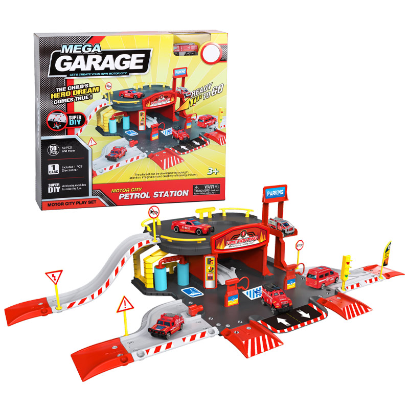 FIRE STATION PARKING LOT W/1PCS ALLOY CAR toys