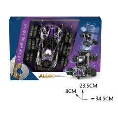 2.4G 6-WHEELED R/C ALLOY STUNT CAR W/LIGHT,MUSIC,SPRAY(3 COLORS)DUAL REMOTE CONTROL toys