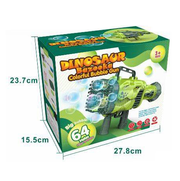 B/O 64-HOLES DINOSAUR BUBBLE GUN toys