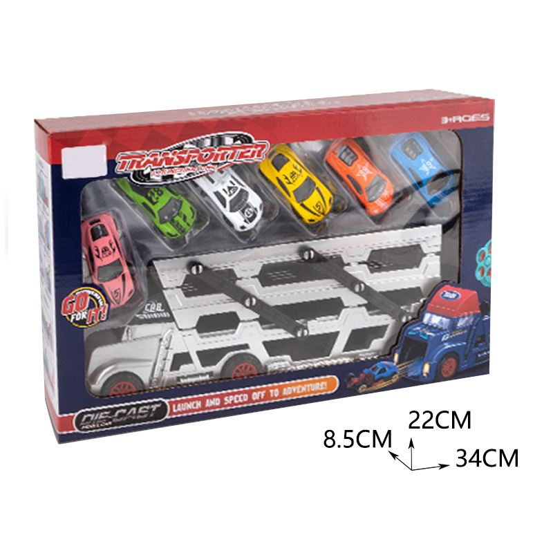 Foldable Transport Catapult Car with 6 Alloy Cars toys