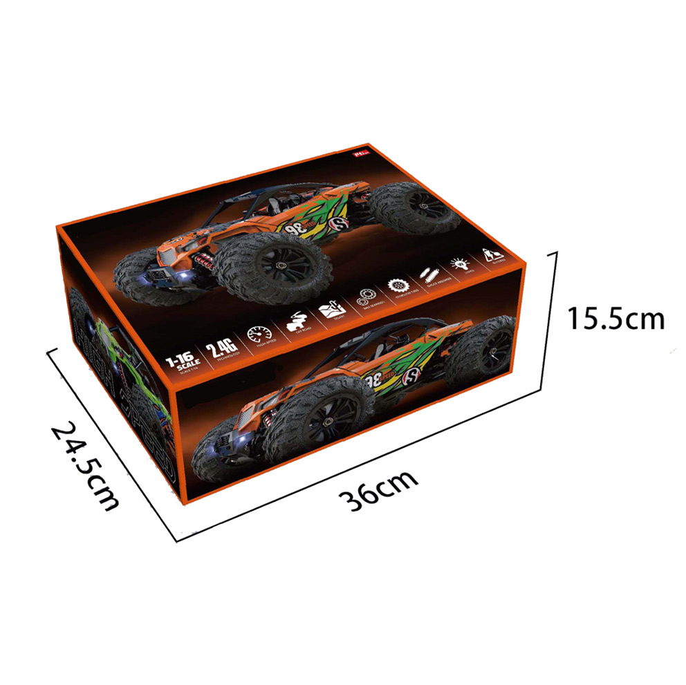 RC 2.4G 1：16 HIGH SPEED CAR，ORANGE/GREEN ASST toys