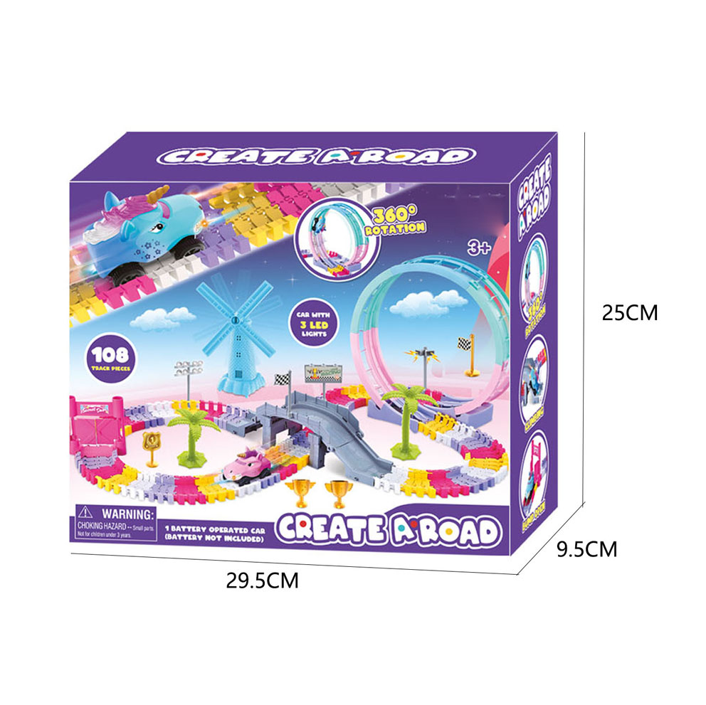 B/O TRACK SET W/LIGHTS, 108PCS toys