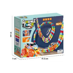 B/O BUILDING BLOCKS DIY COLORFUL STICK DISK TRACK CAR,W/ COLORFUL LIGHTS,142PCS toys
