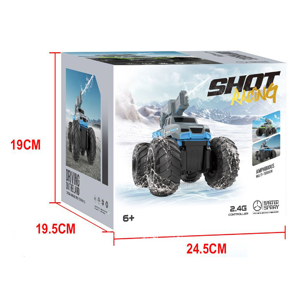 RC SHOT RACING WATERPROOF CAR W/SPRAY，BLUE/GREEN ASST toys