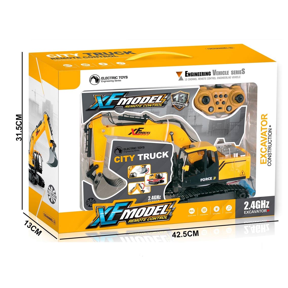 1:16 2.4G 13-ch excavator w/ lights, music,alloy bucket toys