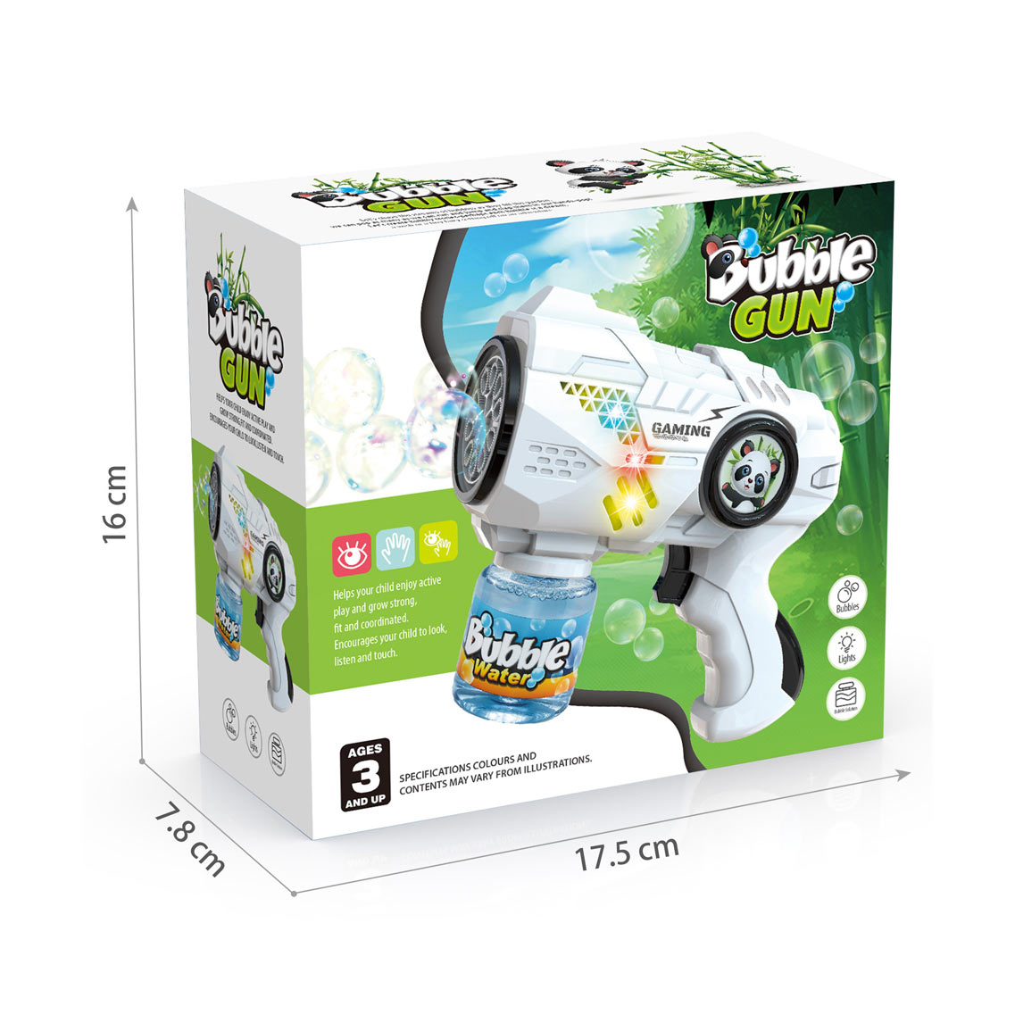 B/O 15-HOLES BUBBLE  GUN W/LIGHTS toys