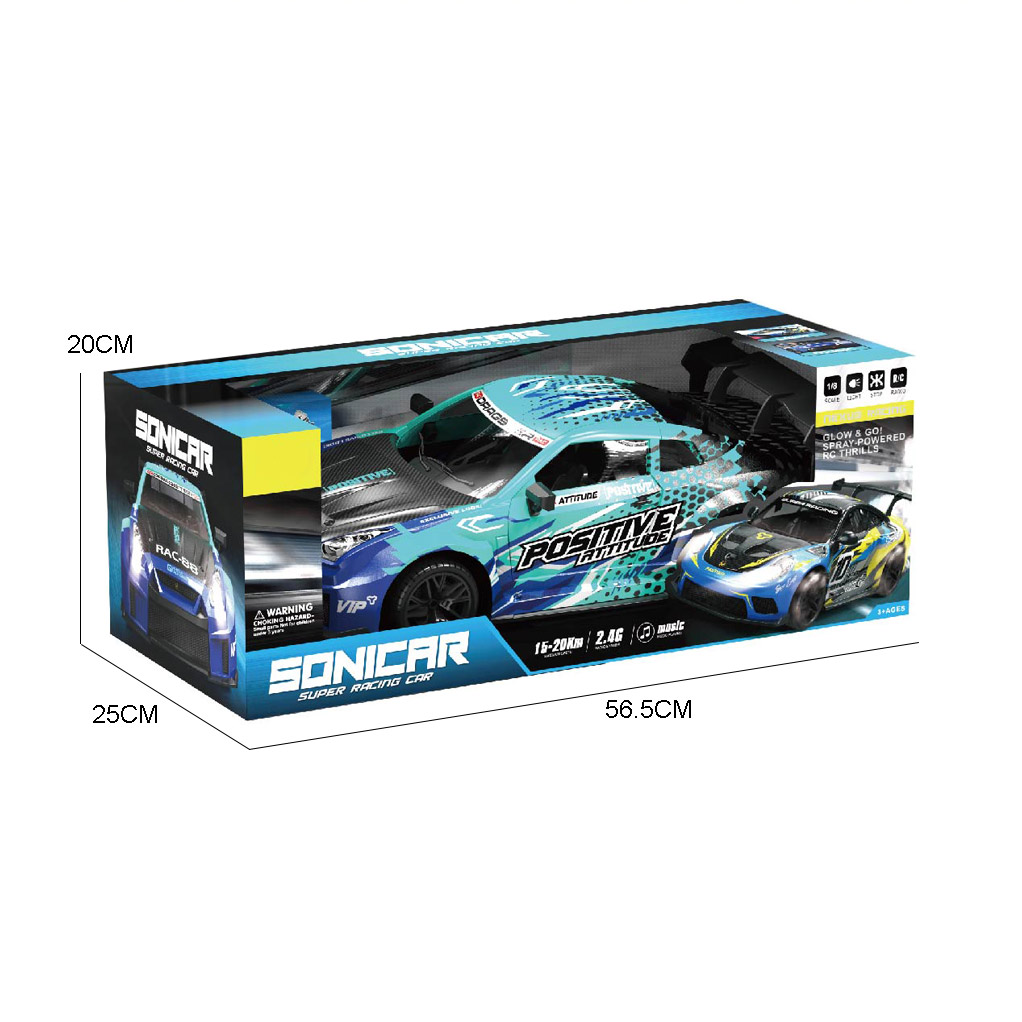 1:8 2.4G漂移赛车（带灯光音乐）2色混 玩具