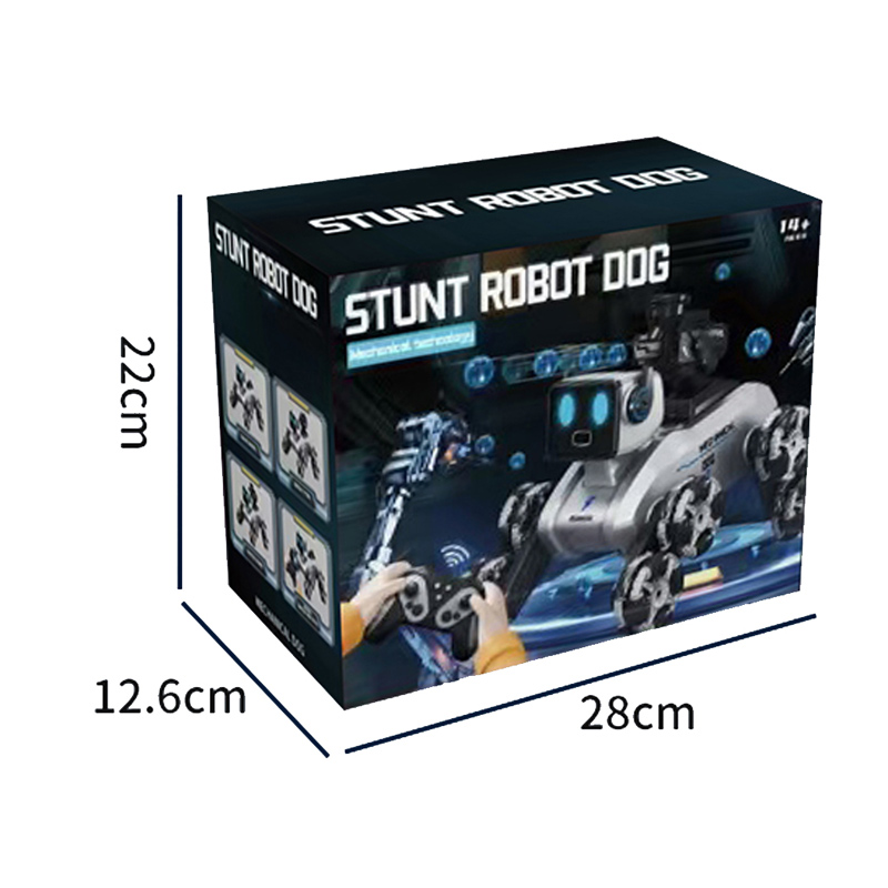 8-WHEELED STUNT ROBOT DOG  W/LIGHT,MUSIC，SPRAY toys