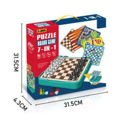 7-in-1 Magnetic Chess (Combination of Chess, Checkers, Backgammon, Yellow Ludo, Snake and Ladder, Blue Ludo, and Animal Chess) toys