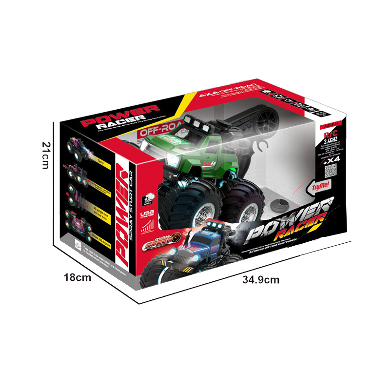 2.4G 1:18 R/C STUNT CAR W/SPRAY,LIGHTS,MUSIC toys