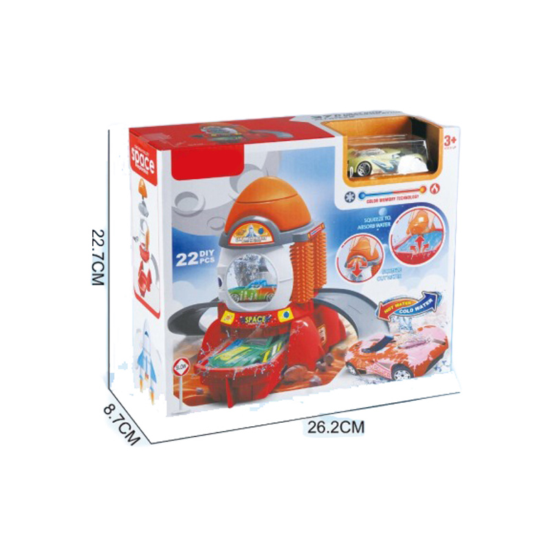 car wash set w/1 color changing alloy car,7 road signs toys