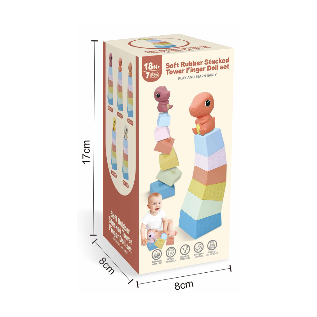 SOFT RUBBER STACKED TOWER FINGER DOLL SET 7PCS toys