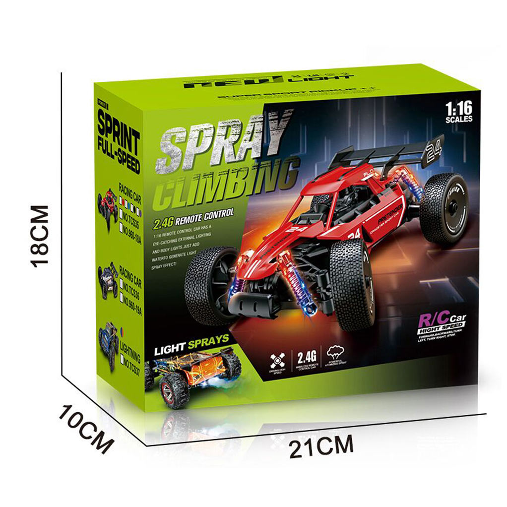 1: 16/2.4G  RC VEHICLE LARGE WHEEL VEHICLE HIGH SPEED OFF-ROAD VEHICLE （W/LIGHT SPRAY C BATTERY INCLUDED  toys