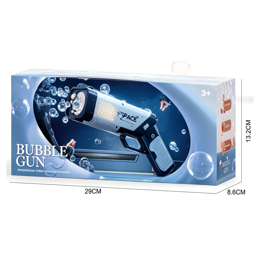 B/O BUBBLE GUN W/30ML BUBBLE WATER 2 BOTTLES toys