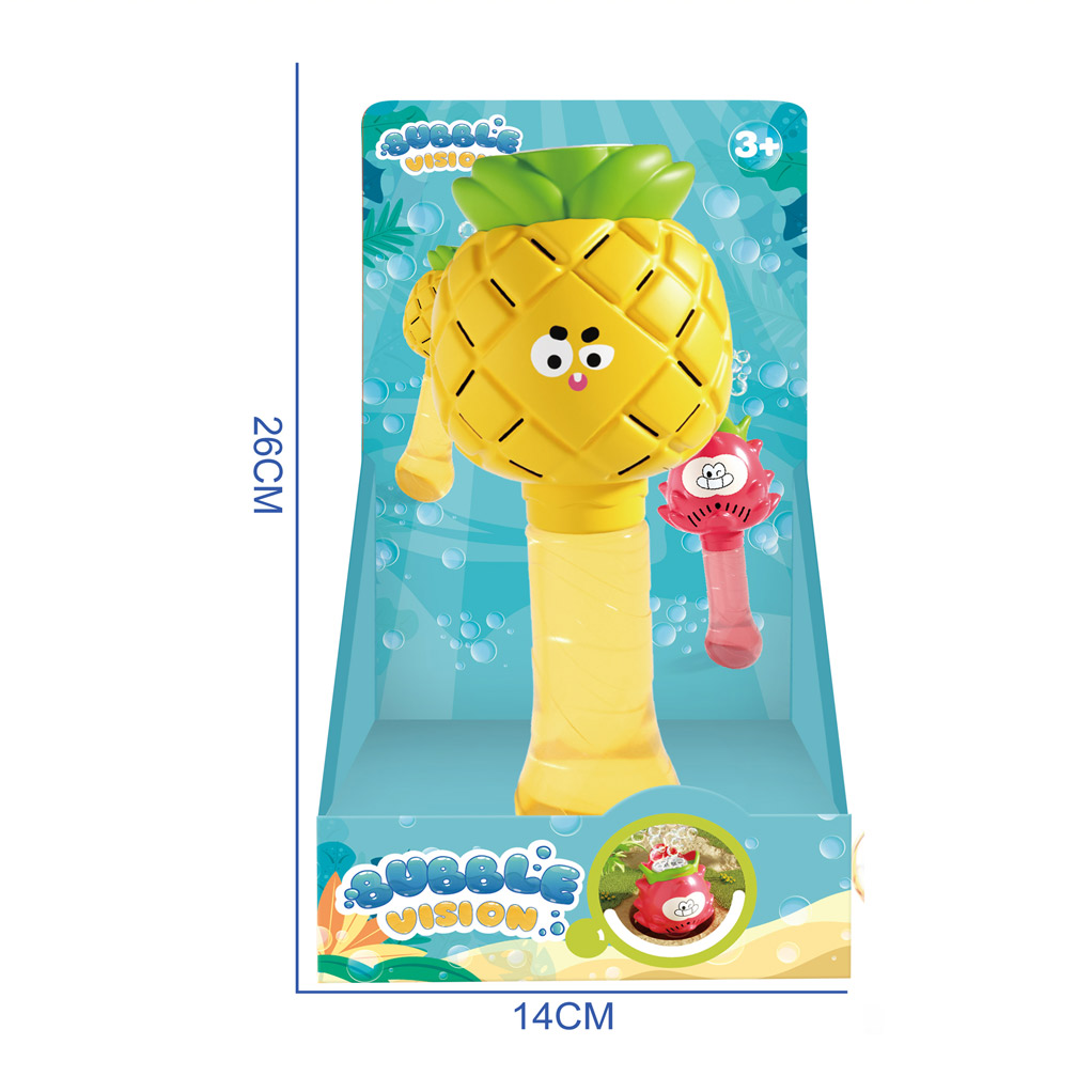 Pineapple/corn Bubble Stick  with 1X130ML bubble solution, 3XAA batteries not included toys
