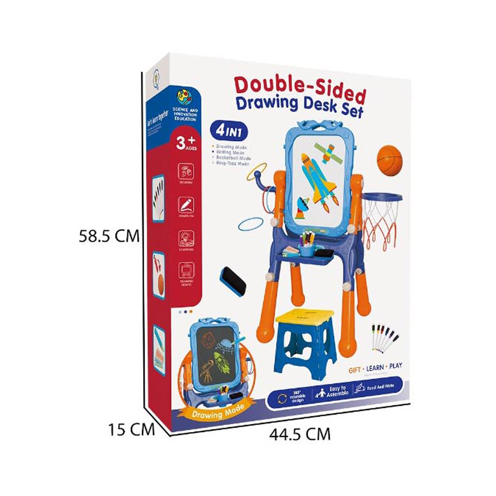 DOUBLE SIDE WRITING BOARD W/CHAIR(4 IN 1,BLUE) toys