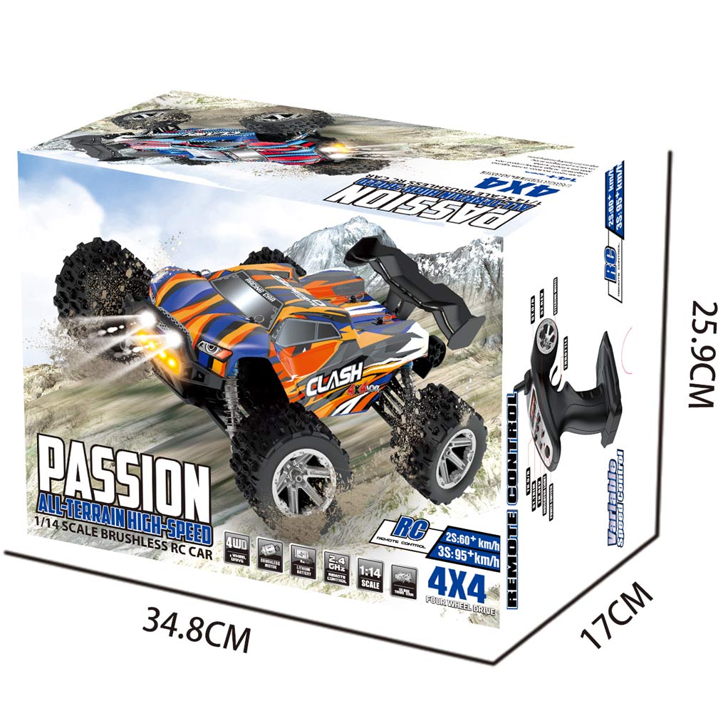 1:14 BRUSHLESS R/C CAR W/LIGHT（ORANGE/RED） toys